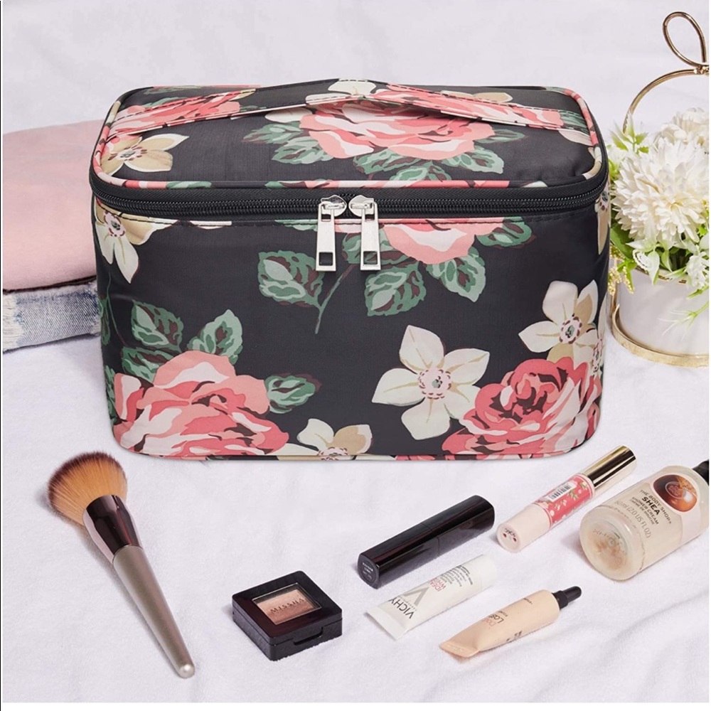 Makeup Bag Large Case Organizer-Flowers Prints